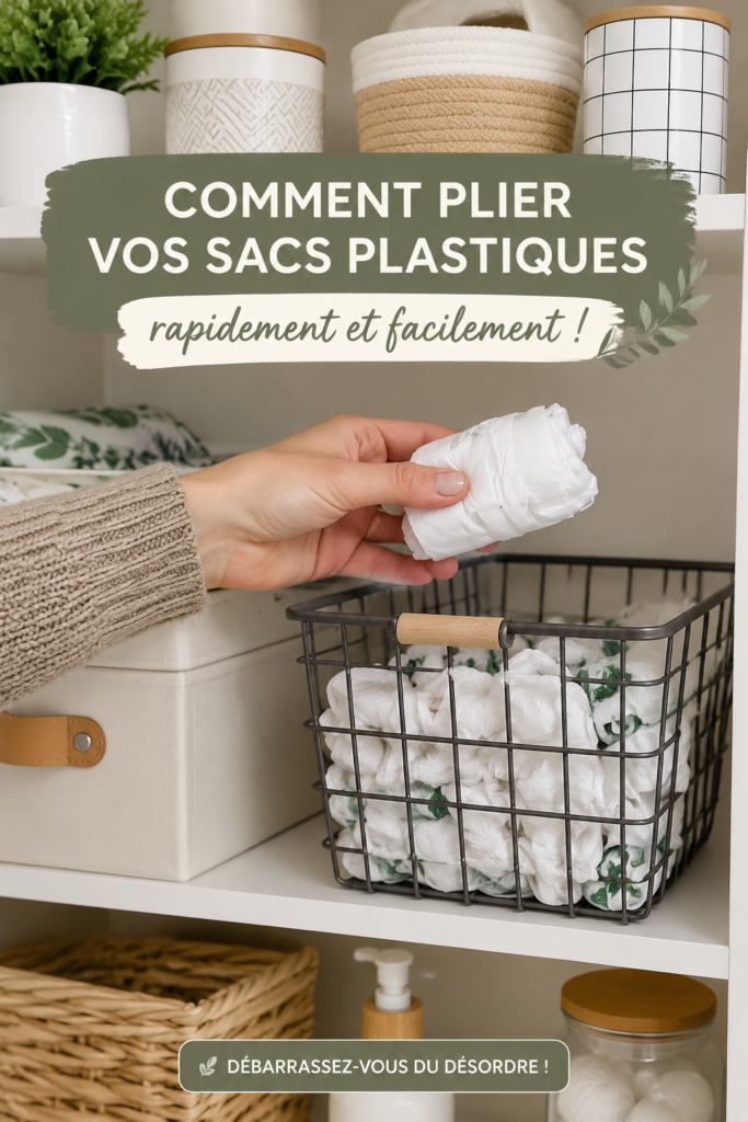 Une cuisine bien organisée avec des sacs plastiques pliés