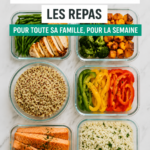 Une famille préparant des repas sains ensemble en cuisine