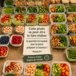 Femme préparant des repas sains pour toute la semaine en cuisine