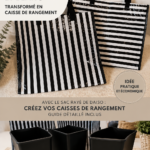 Rangements décoratifs fabriqués à partir de sacs à rayures