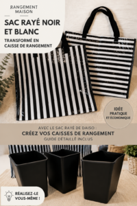 Rangements décoratifs fabriqués à partir de sacs à rayures