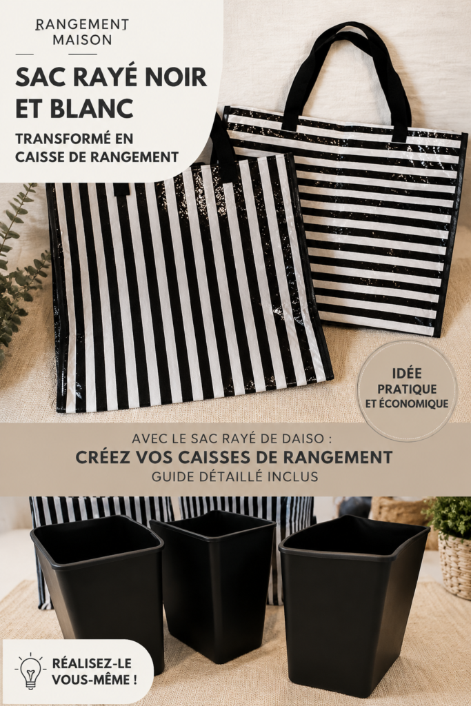 Rangements décoratifs fabriqués à partir de sacs à rayures