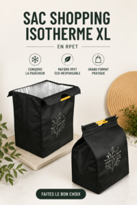 Sac de courses isotherme en RPET, design moderne et écologique