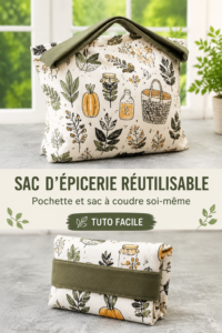 Sac de courses réutilisable en toile fabriqué à la main.