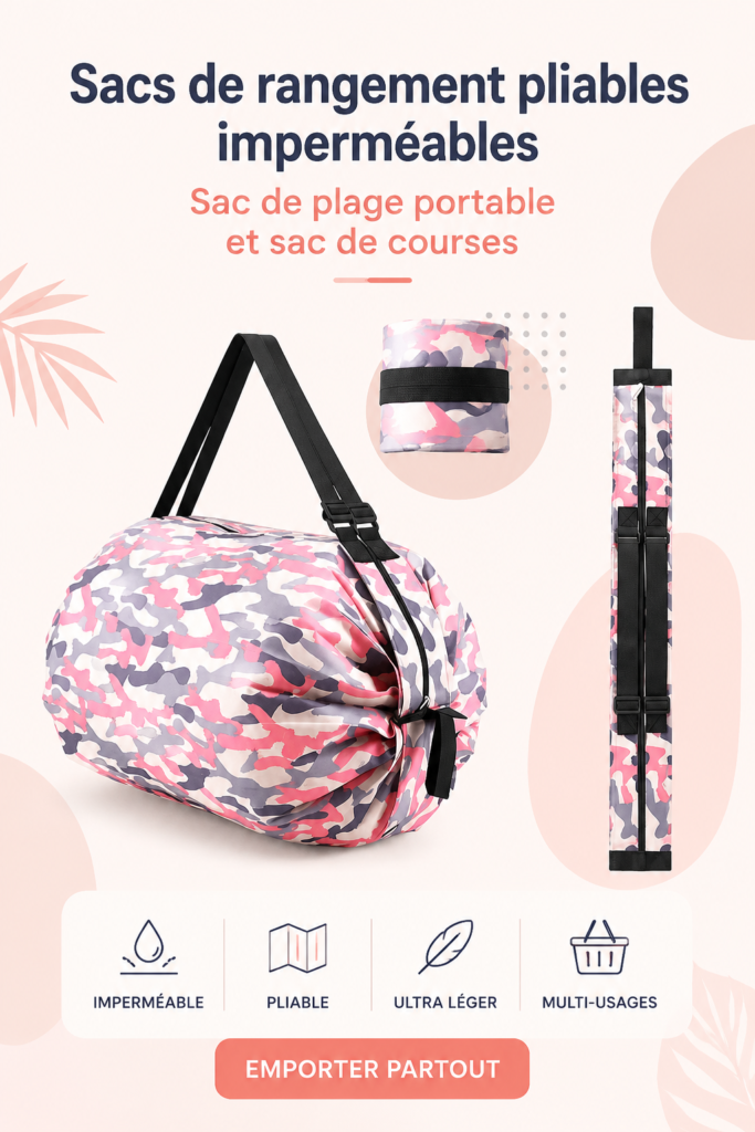 Sac de rangement pliable et imperméable pour la plage