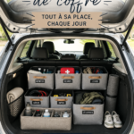 Système de rangement organisé dans le coffre d'une voiture familiale