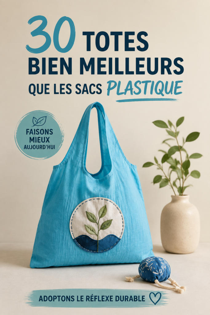 Une sélection de tote bags colorés et stylés en tissu durable sur une table en bois