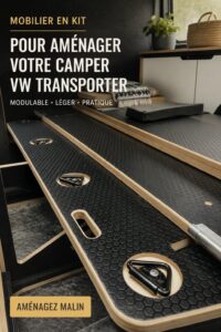 Aménagement intérieur d'un van avec des meubles en kit organisés