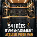 Aménagement intérieur d'un van avec espace de rangement moderne et pratique.