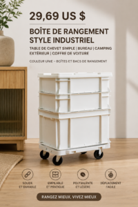 Boîte de rangement élégante sur un bureau, idéale pour le rangement pratique à la maison.