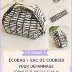 Éco-bag DIY plié sur une table avec différents tissus