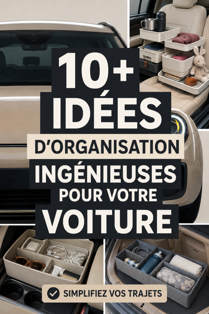 Une voiture bien rangée avec des accessoires pratiques et modernes pour l'organisation.