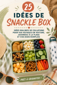 Boîte à snacks colorée avec une variété d'aliments pour une sortie réussie.