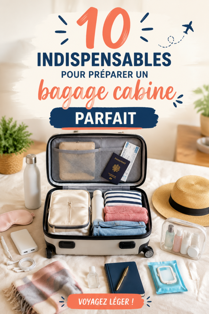 Des accessoires bien organisés dans un bagage cabine