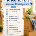 Liste d'objets essentiels pour un déménagement organisé et réussi.