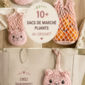 Modèles de sacs de marché en crochet colorés