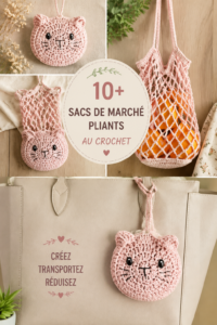 Modèles de sacs de marché en crochet colorés