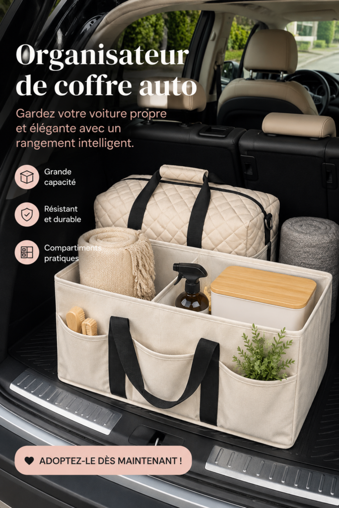 Organisateur de sacs à courses démonté dans une voiture propre