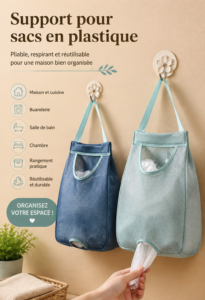 Support de sacs pratique pour la cuisine et la salle de bain, facilitant l'organisation.