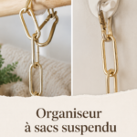 Organisateur de sacs suspendu fait maison en tissus colorés pour une décoration chaleureuse
