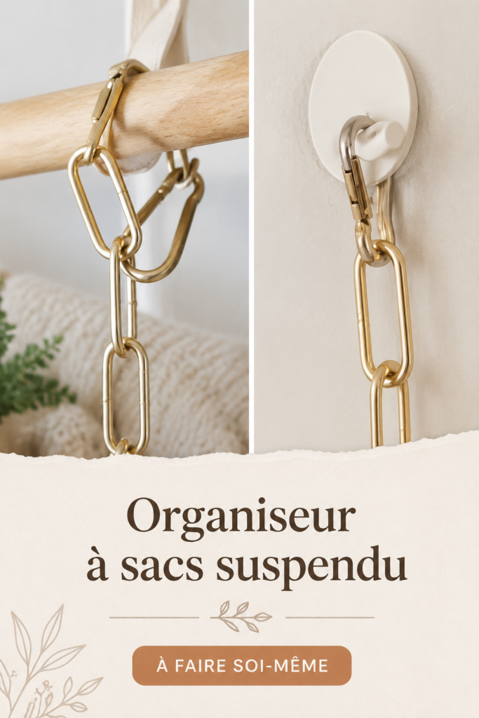 Organisateur de sacs suspendu fait maison en tissus colorés pour une décoration chaleureuse