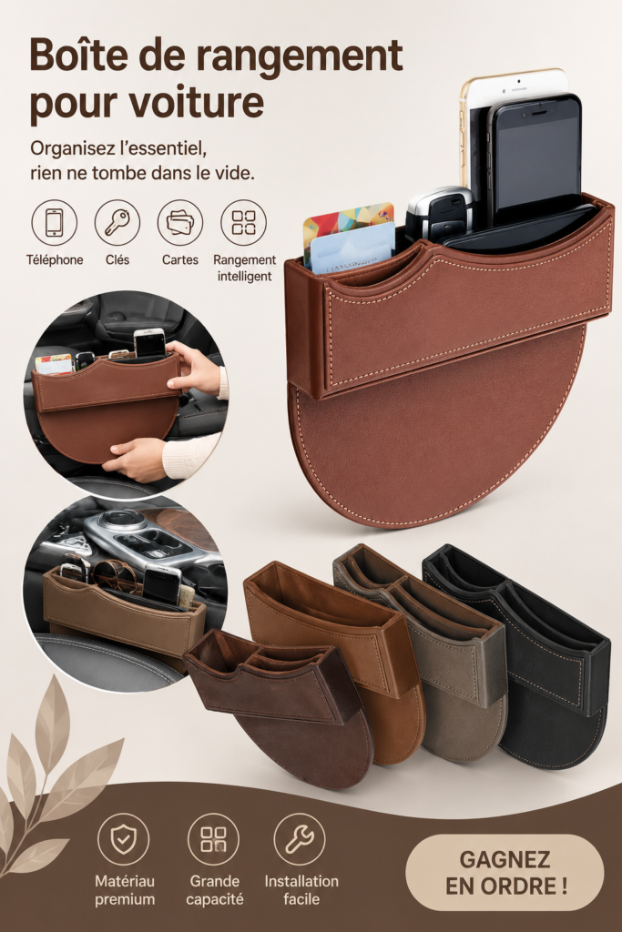 Organiseur de voiture pratique pour ranger vos accessoires efficacement.