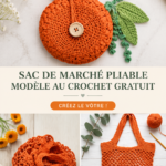 Sac de marché pliable au crochet, idéal pour le rangement.