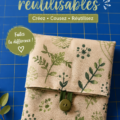 Un sac réutilisable coloré en tissu durable sur une table en bois, prêt pour les courses.