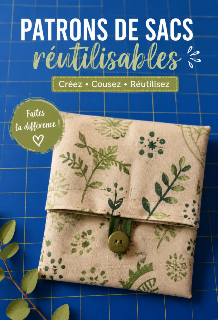 Un sac réutilisable coloré en tissu durable sur une table en bois, prêt pour les courses.