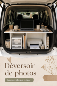 Espace de rangement pratique et organisé avec des accessoires stylés.