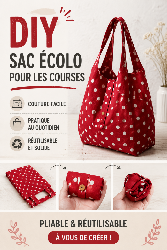 Sac en tissu réutilisable fabriqué à la main pour les courses