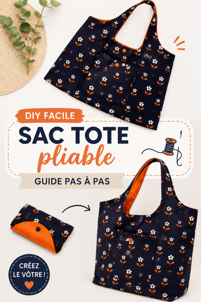 Un sac fourre-tout pliable en tissu coloré sur fond blanc.