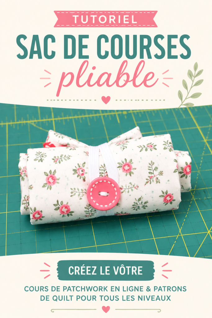 Un sac pliant coloré posé sur une table en bois, pratique pour le rangement.