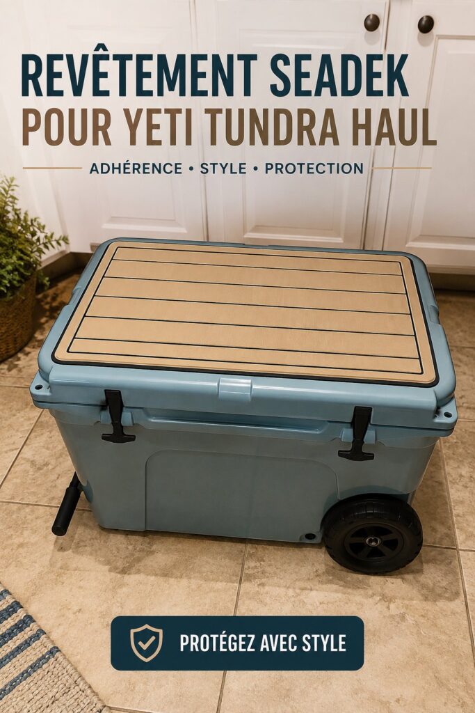 Revêtement SeaDek authentique installé sur un Yeti Tundra Haul, offrant un look esthétiquement plaisant