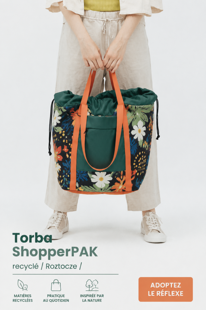 Torba shopper en toile recyclée, accessoire tendance pour une consommation éco-responsable.