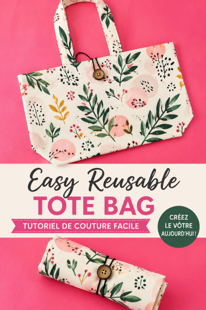 Sac tote réutilisable coloré en tissu cousu à la main
