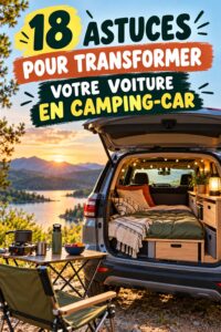 Une voiture aménagée pour le camping avec des accessoires pratiques