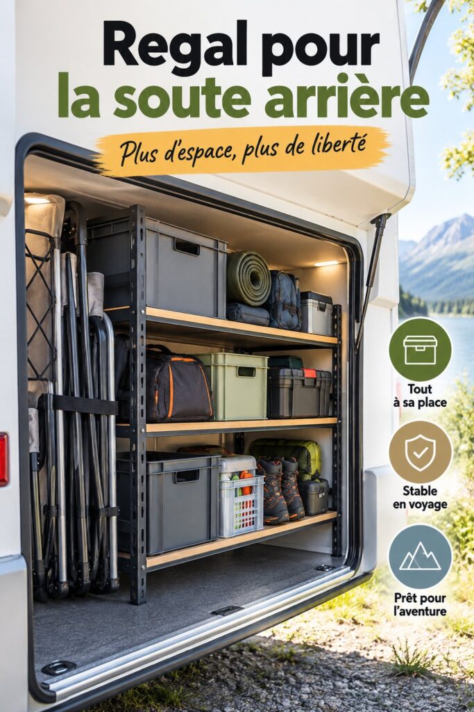 Garage bien organisé avec des étagères et des accessoires de rangement pratiques.