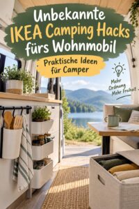 Une vue intérieure d’un camping-car optimisé avec des accessoires IKEA.