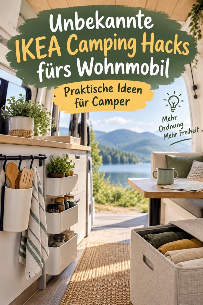 Une vue intérieure d’un camping-car optimisé avec des accessoires IKEA.