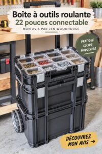 Boîte à outils roulante Husky 22 pouces dans un garage organisé