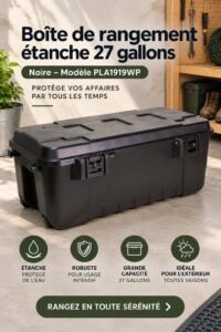 Boîte de rangement étanche Plano en noir, idéale pour l'organisation.