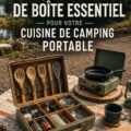 Une cuisine de camping bien équipée avec des ustensiles pratiques