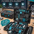 Kit d'outils complet pour la maison et la voiture, avec divers outils utilisés pour le bricolage.
