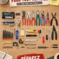 Kit d'outils organisé sur un établi, prêt pour des réparations à domicile