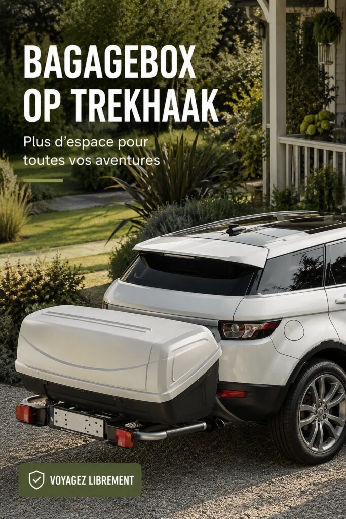 Une voiture avec une bagagebox montée sur le toit, prête pour un voyage.