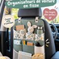 Organisateur de voiture en tissu fait maison, présenté dans une voiture propre et rangée.