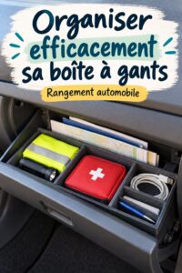 Image d'une boîte à gants bien organisée avec des accessoires automobiles