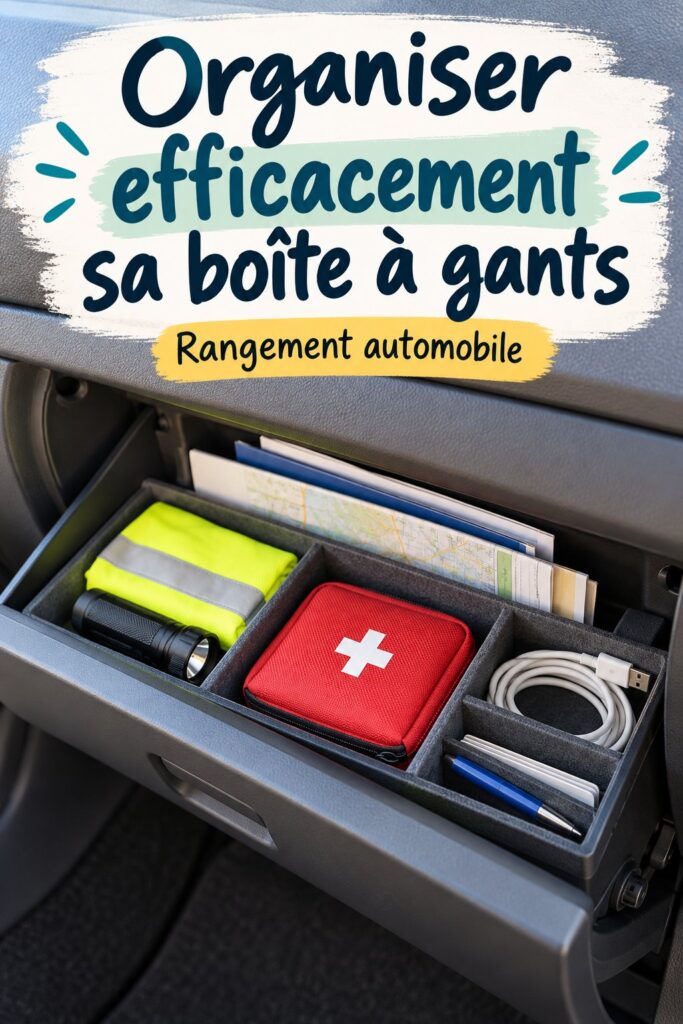 Image d'une boîte à gants bien organisée avec des accessoires automobiles