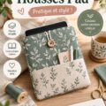 Patrons de couture pour housses de coussin colorées sur une table